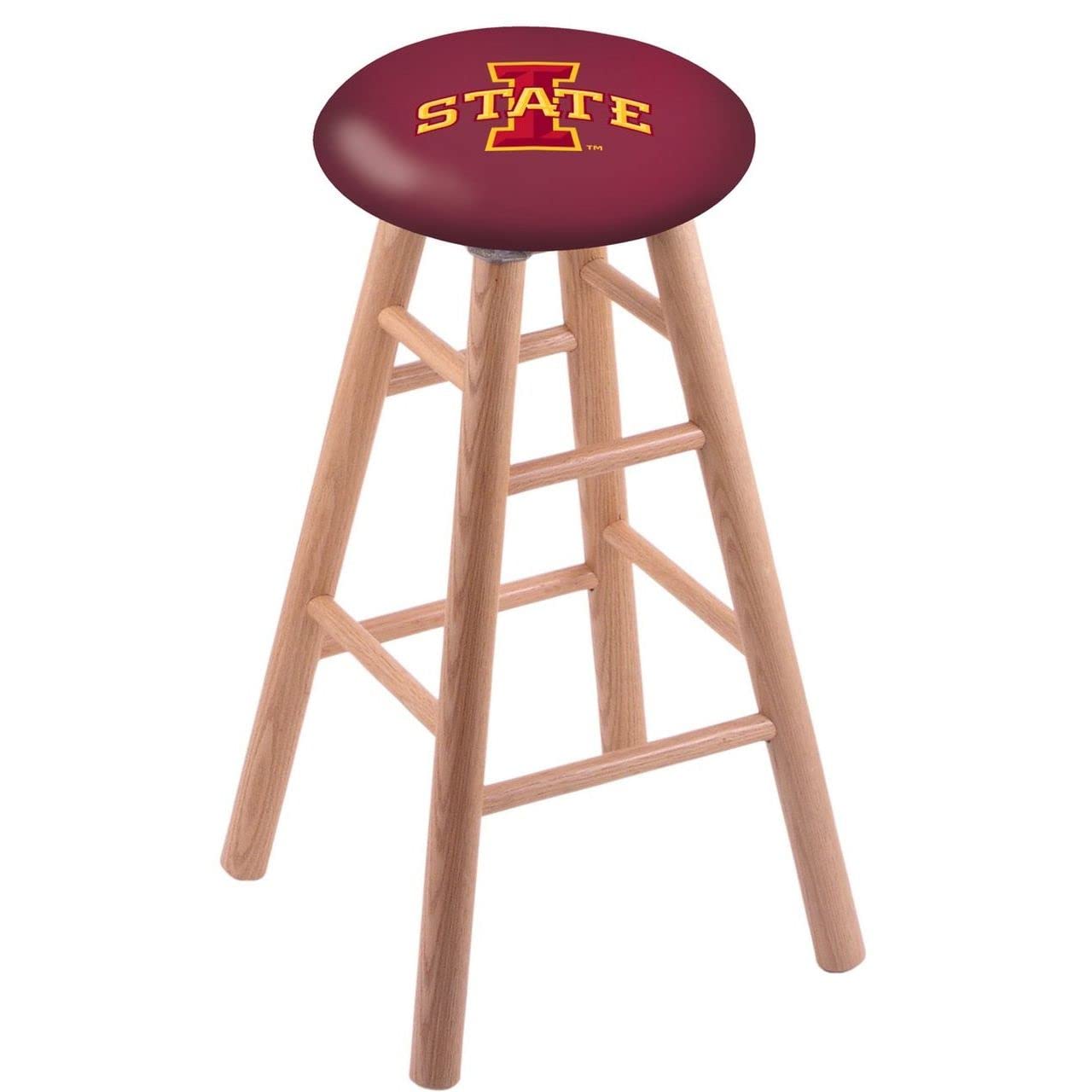 Holland Bar Stool Co. Oak Bar Stool in Natural Finish with Iowa State Seat by The