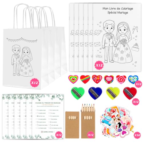 Lot de 12 Kits Coffret Cadeau Mariage Enfant 122 Pièces...