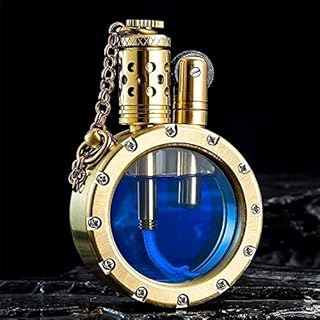 XBSJB Transparent Visible Fuel Tank Lighter Vintage Antique Kerosene Lighter, Handmade Round Copper Lighter, Nautical and Steampunk Themed Lighter Unique Birthday Gifts for Men (Color : LCT1)