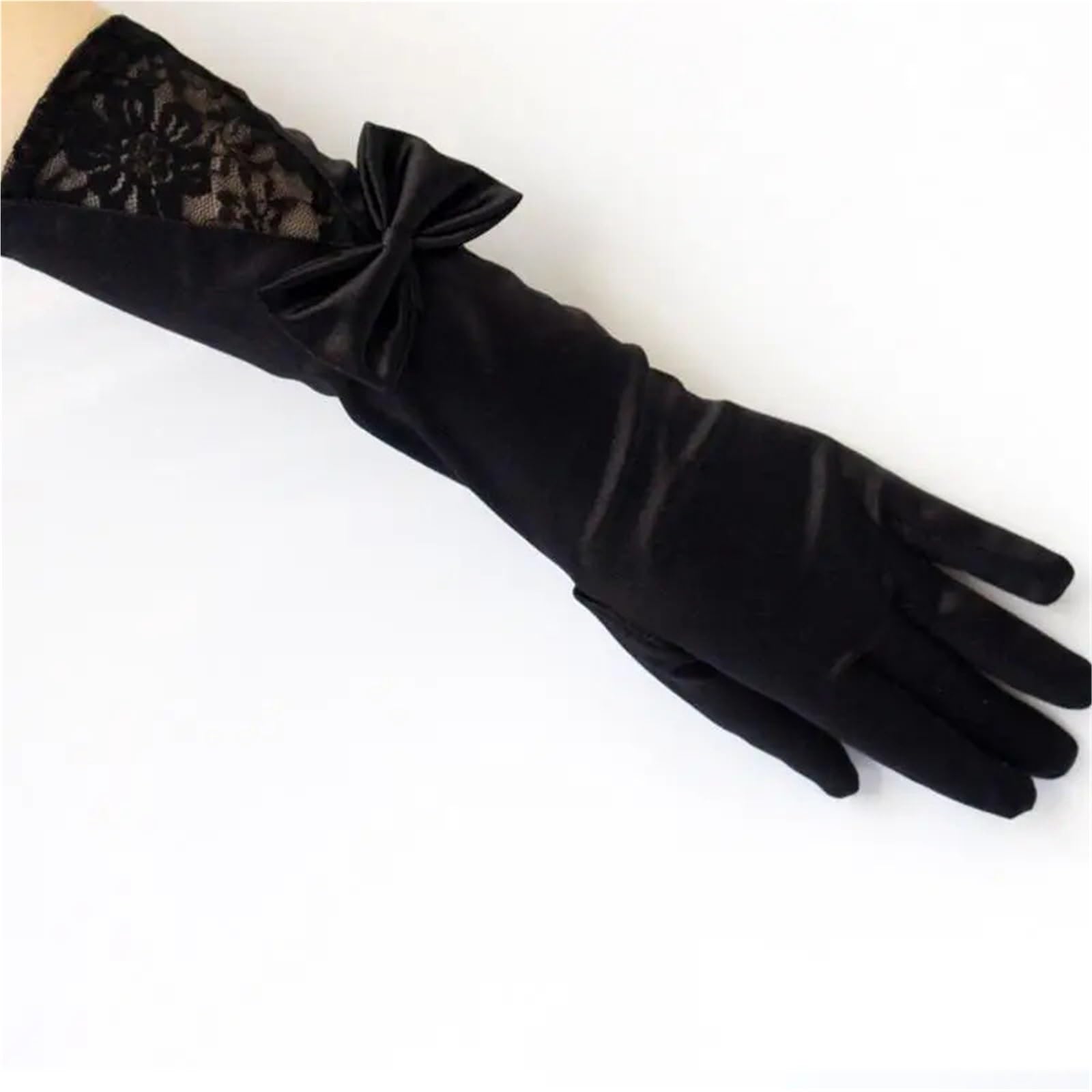 3 paia di guanti da donna con fiocco in pizzo, guanti in raso, guanti da cerimonia for spettacoli di danza, guanti in raso, guanti da sposa Per Sera Matrimonio