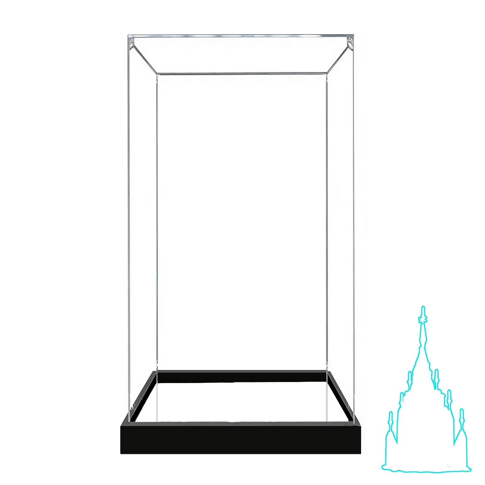 Acrylic Display Case Compatible with Lego 43197 Ice Castle Model, Dustproof Transparent Storage Box, Compatible with Lego 43197 (Model Not Included) (2mm-Mirror Base)