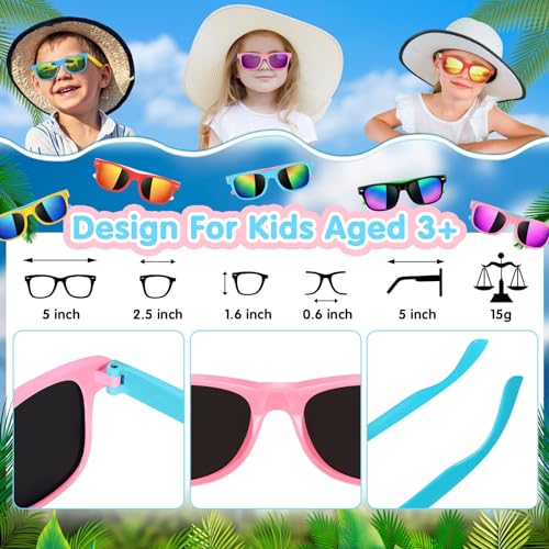 Kids Sunglasses Bulk - 32 Pack Neon Sunglasses with UV400 Protection for Boys and Girls, Party Favors for Kids 3-83