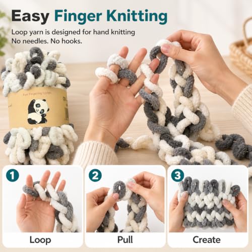 Image of Loop Yarn 5Packs,Shenlin Chunky Chenille Yarn for Hand Knitting Baby Blanket,Machine Washable Polyester Fluffy Thick Bulky Yarn for Scarfs,Craft Projects
