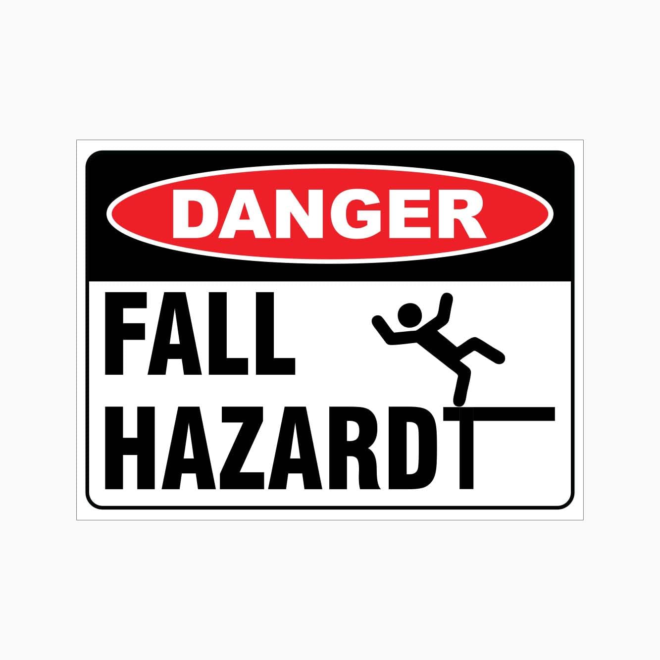 DANGER FALL HAZARD Sign Workplace Metal Tin Sign 12x8 inch for Industrial & Commercial Series