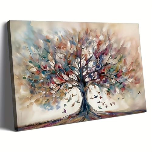 Arbre de vie peinture abstraite murale salon chambre affiche impression toile sans cadre 80x110