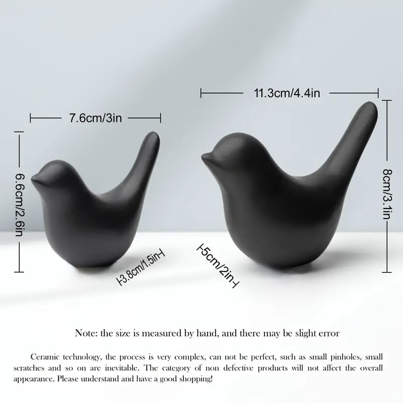 Image of Ceramic Birds Figurines Ceramic Blessing Birds Figurine Home Decorations Accessories Black Matte (Set of 2)