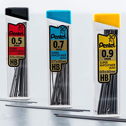 Image of Pentel Super Hi-Polymer Lead Refill 0.5 /0.7Mm, Fine /Medium, Hb, Pack of 6 (C257BPHB6)