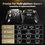 AKNES EasySMX D05 Wireless Gaming Controller with Charging Dock for PC/Switch/iOS/Android, Hall Joystick&Triggers, 2 Programmable Back Buttons, 1000Hz Polling Rate, Adjustable RGB Lighting - Black - Image 2