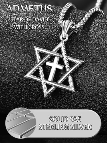 ADMETUS Star of David Necklace 925 Sterling Silver Jewish Star Pendant Estrella de David Jewelry Gifts for Men with 22"+2" Chain4