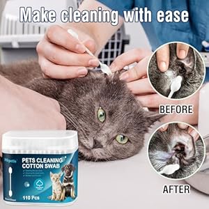 Cotton Swab for Pets, 110 pcs Dog Ear Cleaner Buds, Safety Dog Ear Infection Treatment, Specially Designed Cotton Sticks for Puppy and Kitten Ear Care