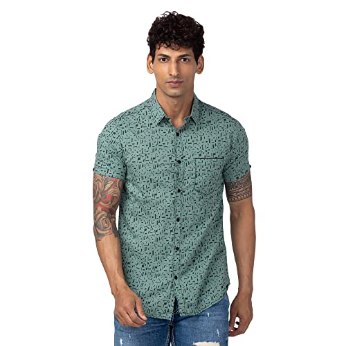 Image of Spykar Men's Slim Fit N /A Full Sleeve Printed Casual Shirts
