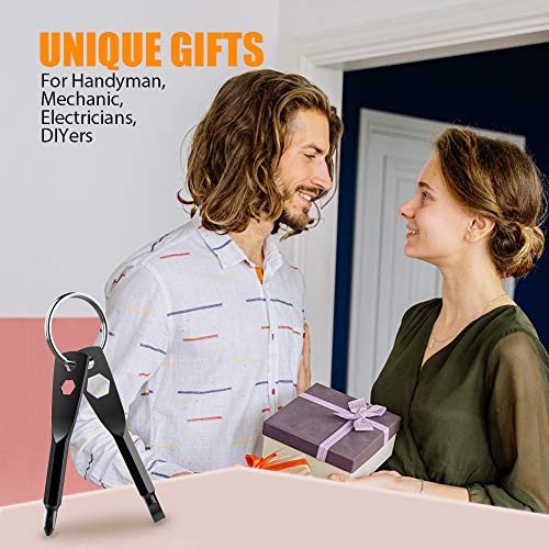 Keychain Screwdriver Tool Gifts for Men, Kusonkey 4-in-1 Screwdriver bit with Phillips, Slotted and Hex Wrench,Christmas Gifts for Men,DIY Handyman,Electrician,Father/Dad,Husband, Boyfriend,Him,Women