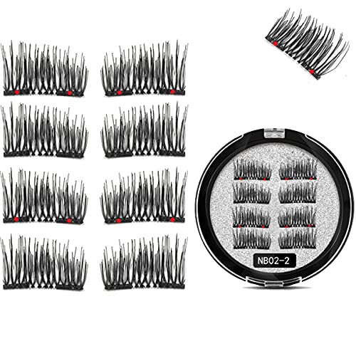 Magnetic Lashes Without Eyeliner- 8 PC Dual Magnetic Eyelashes (8 PC with Tweezers) (Dual Magnetic Eyelashes, Style3)
