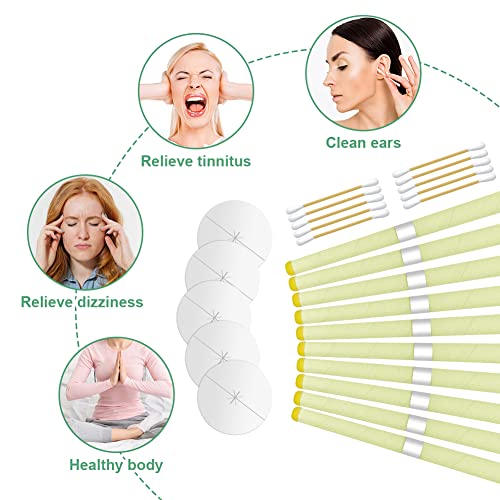 ACWOO Natürliche Ohrenkerzen, 10 Stück Ohrenschmalz Entferner Kerzen Ohrenkerze Kit, Ohrkerzen Zur Reinigung Mit 5 Schutzscheiben, Ohren Kerzen Zum Reinigen Für Ntspannen, Beige