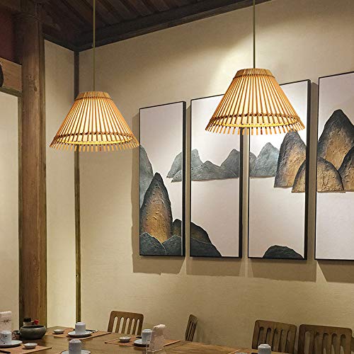 Lustre en osier style Asie du Sud-Est suspension lanterne réglable - 3