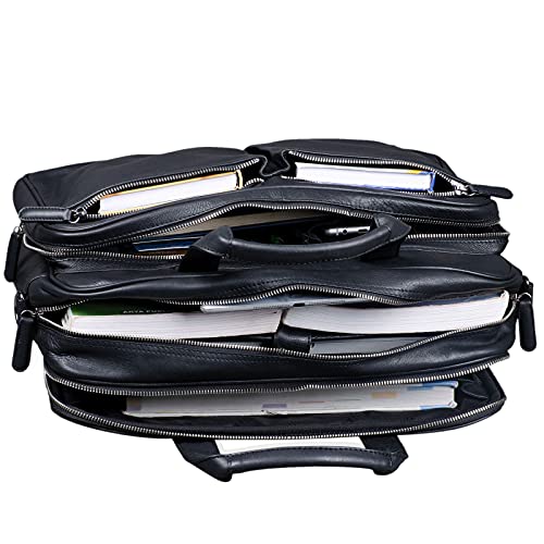 STILORD 'Remus' leren tas schoudertas leren aktetas groot 15,6 inch laptoptas afneembare schouderriem lerarentas, zwart - Image 8