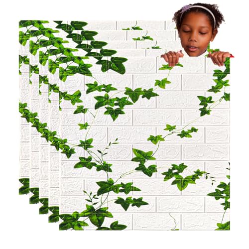 Papel tapiz de ladrillo blanco de 27,6 x 30,3 pulgadas, azulejos autoadhesivos espuma de PE impermeables, azulejos de techo para sala de estar, chimenea, decoración de pared de TV, 40 piezas
