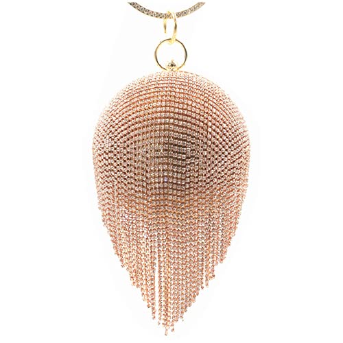 UMREN Women Round Ball Crystal Evening Clutch Purse Tassel Wedding Party Hand Bags