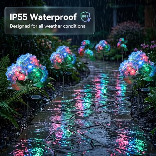 Image of hardoll Plastic Solar Decorative Light Hydrangea Flower Shaped RGB Color LED Lamp For Waterproof Outdoor Home Garden Yard(Blue Color-Pack Of 1)