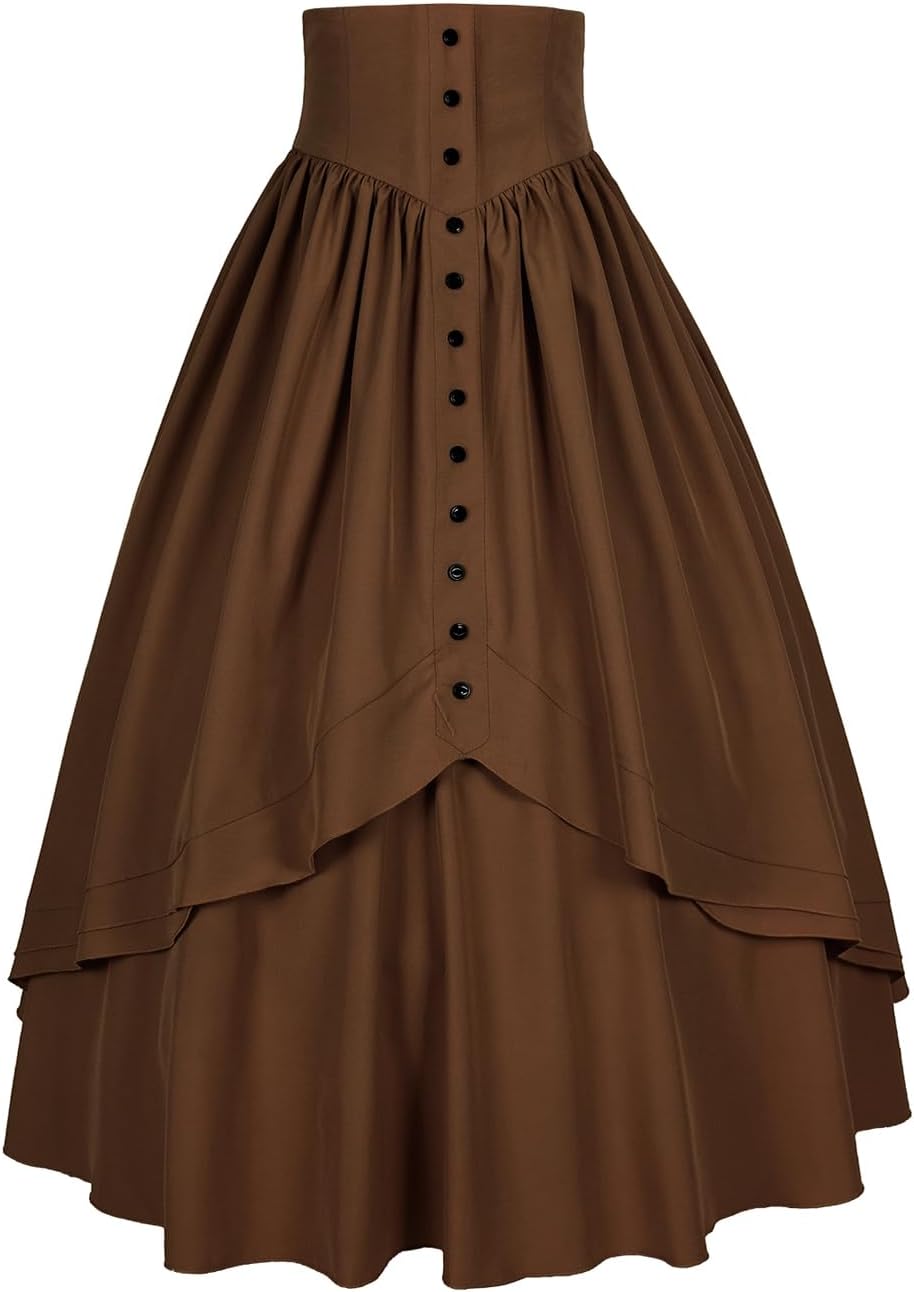 Women Victorian Skirt Medieval Renaissance Peasant Skirt Floor High Waisted Fluttering Long Skirt