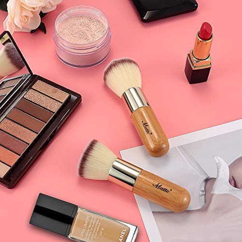 Matto Bamboo Makeup Brush Set Face Kabuki 2 Pieces - Foundation and Powder Makeup Brushes for Mineral BB Cream