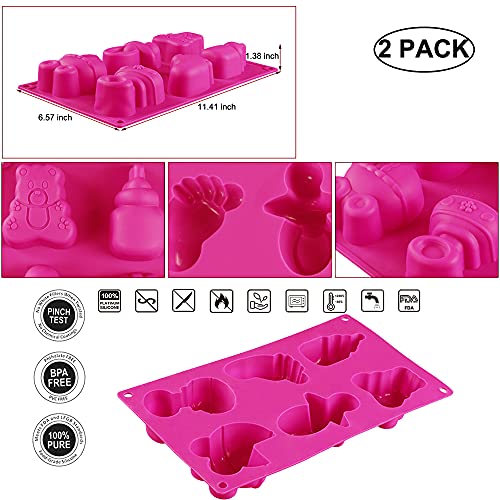 2 Pack Cute Baby Silicone Molds, 3D Baby Shower Themed Baking Mould, Cake Decorating Tools For Chocolate, Soap, Sugar Craft, Candy, Cupcake Topper, Polymer Clay #TOP1