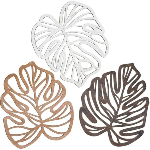Palm Leaves Wood Wall Decor , 3Pcs Tropical Wall Art Jungle Decor, Wooden Natural Leaves Plant Wall...