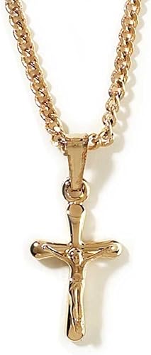 Dicksons Embossed Crucifix in Glossy Finish Gold-Plated 18-Inch Pendant Necklace