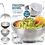 Vora 70oz Dip Chiller Bowl with Lid | Stainless Steel Chilled Dip Bowl for Dips, Guacamole, Hummus, Salsa | Insulated Serving Dishes with Easiest Water Fill & Refillable Chamber