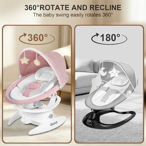 Image of 3-in-1 Baby Swing for Infants to Toddler, Infant Swing with 5 Speeds & 3 Swing Modes, 12 Lullabies, Electric Swing for Baby, Up to 25 lbs, Pink