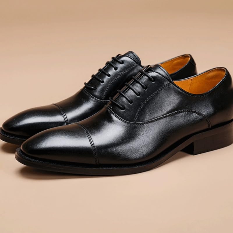 Men's Classic Lace up Leather Lined Perforated Dress Oxfords Shoes Prom Wedding Business Office Dress Shoes for Men3