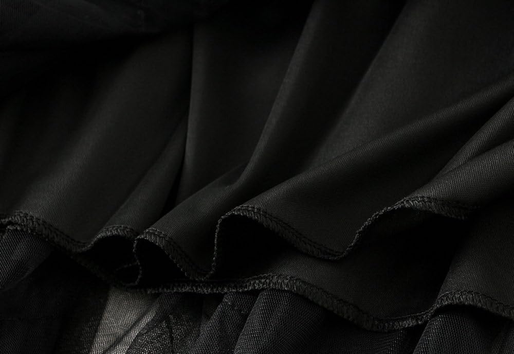 Damen-Tüllrock, Luxuriöser Perlen-Stufen-Midirock, Schwarz, Geschichteter, Plissierter Netzrock, Elastischer A-Linien-Rock Mit Hoher Taille, Modischer Party-Langrock Für Damen Und Mädchen