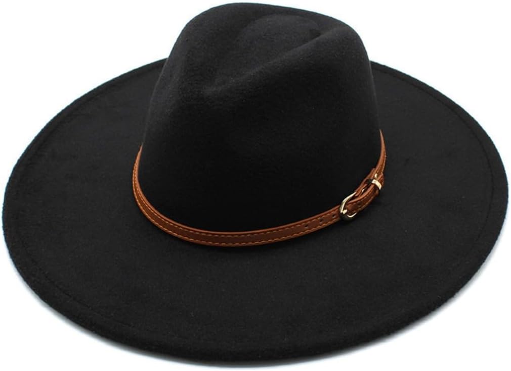 Classic Western Wool Felt Fedora Hat, Red, Leather Band