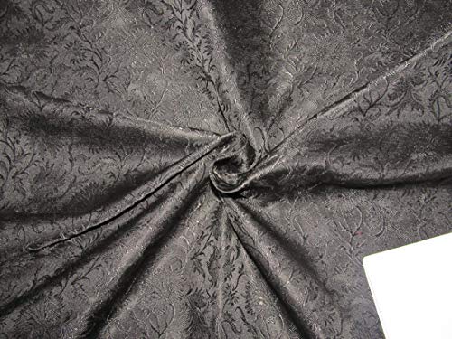Tissu brocade de soie noir pour confectionner une robe de soirée chic BRO176