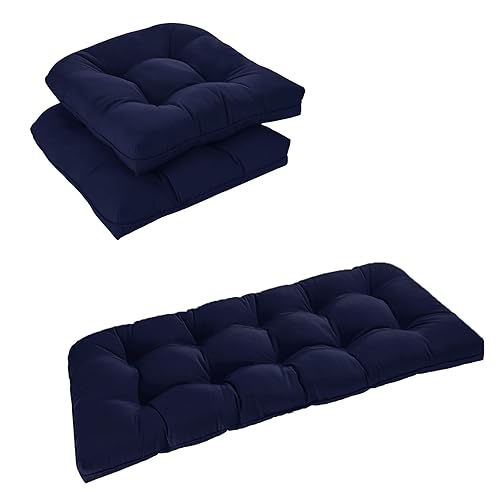 downluxe Outdoor Chair Cushions for Patio Furniture, 3 Pieces Tufted