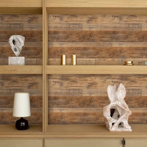 practicalWs Wood Peel and Stick Wallpaper 17.51" x 118.1", Wood Shiplap Contact Paper for Countertops, Removable Self Adhesive Vinyl Film Wall Paper for Walls Cabinets Kitchen Decor — view 6