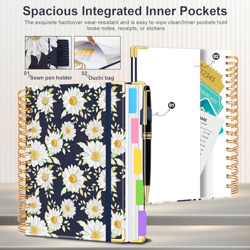 Journal à spirale 5 sujets ligné de 300 pages avec intercalaires pour notes de bureau - 2