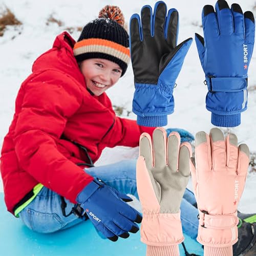 Image of UTOWO Kids Winter Cold Weather Ski Gloves Boy-Girl Warm Windproof Snow Gloves for Snowboarding Sledding Cycling Toddler 3-6T