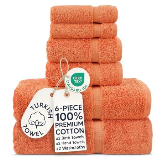 Chakir Turkish Linens Luxury Spa and Hotel Quality Premium Turkish Cotton 6-Piece Towel Set (2 x Bath Towels, 2 x Hand Towels, 2 x Washcloths)
