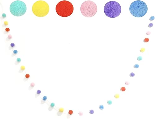Guirnalda de pompones de 30 bolas, guirnalda colorida con pompones, decoración de mesa de postre, bonitos adornos para Navidad, hogar, pared,