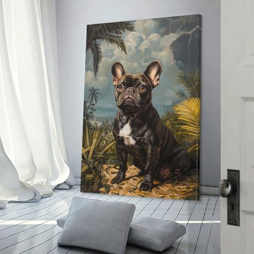 Impression sur toile bouledogue français déco murale 40x60