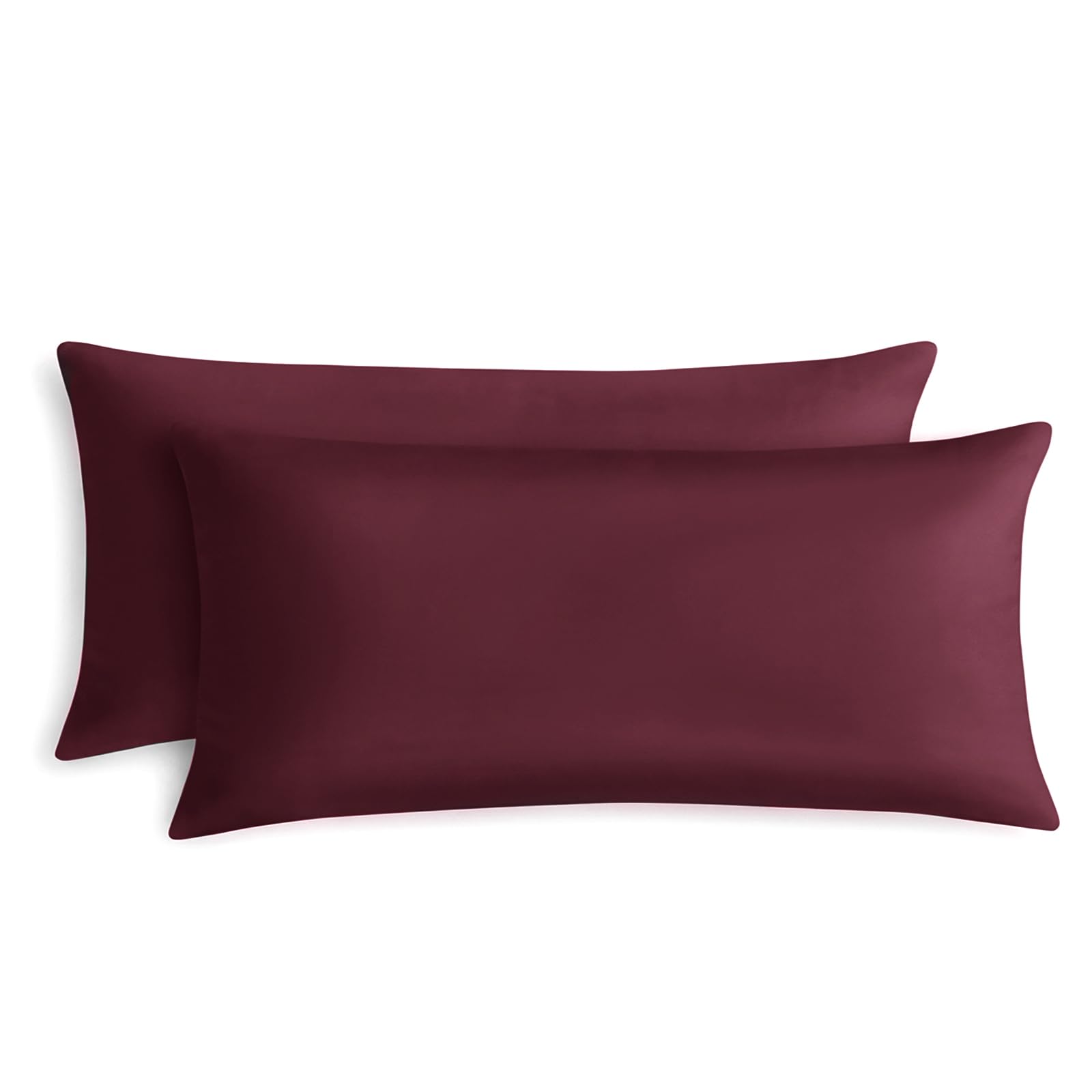 RUIKASI Pillow Cases 2 Pack King Size Burgundy - Plain Pillowcases with Envelope Closure Breathable Premium Brushed Microfiber Set of 2 Pillow Covers Standard 50x90 cm
