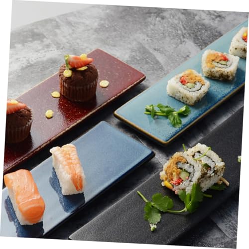 Plato Sushi Rectangular de Cerámica Color Rojo miniatura 3
