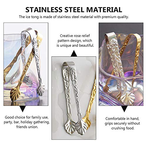 Small Mini Stainless Steel Serving Tongs Ice Tongs Food Serving Clip Ice Bucket Ice Cube Serving Tongs For Tea,Coffee,Bar(Gold) #TOP4