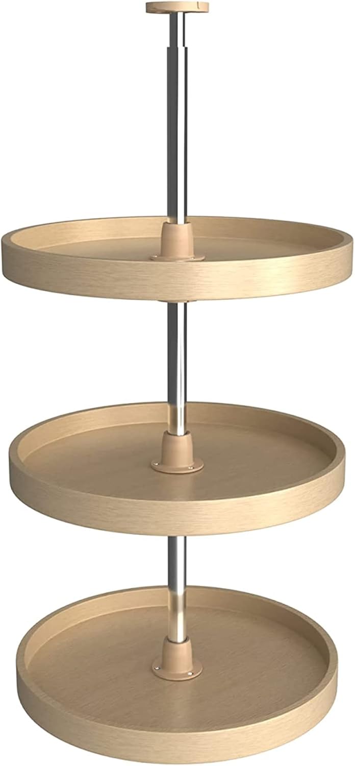 Lazy Daisy Banded Wood Full-Circle 3-Shelf Lazy Susans for 38" H Corner Wall Cabinets