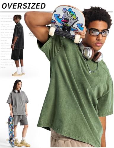 Image of Arssm Men Oversized T Shirts Vintage Tee Loose Fit Short Sleeve Casual Streetwear Baggy Washed Unisex Tops