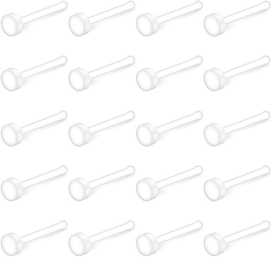 Ruifan 20G Clear Bioflex Nose Bone Ring Stud Retainer Body Jewelry Piercing Top Flat 2mm 2.5mm 3mm 20-60PCS