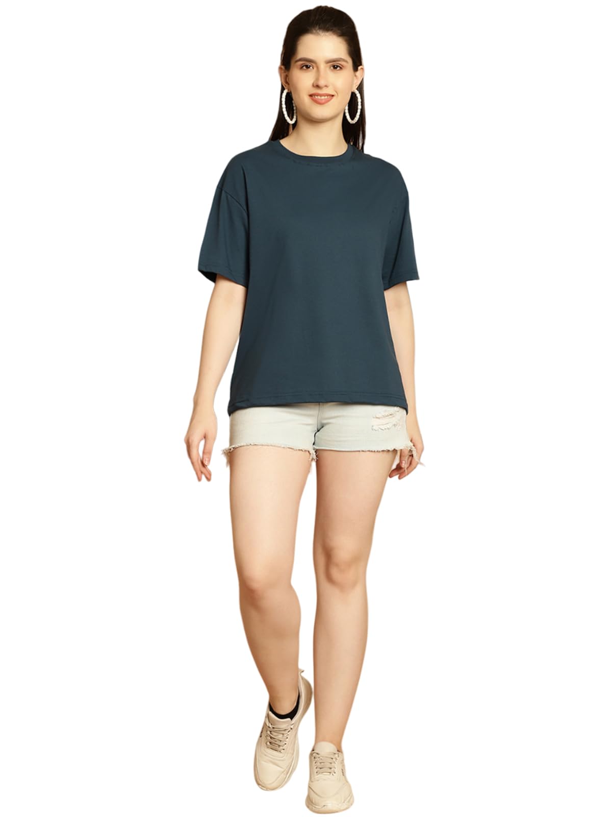 Preneum T-shirt oversize da donna con cartoni animati