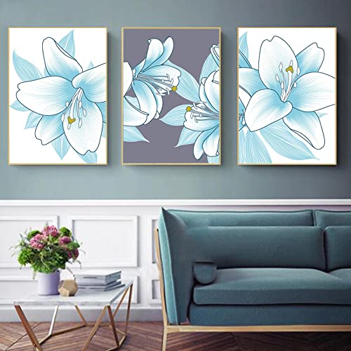 Toile fleur scandinave bleu abstrait pour raviver un mur de salon terne - 2