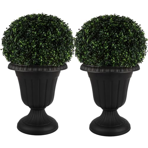 Pure Garden Outdoor Planter 2-Pack - 16x18-Inch Urn Planters -